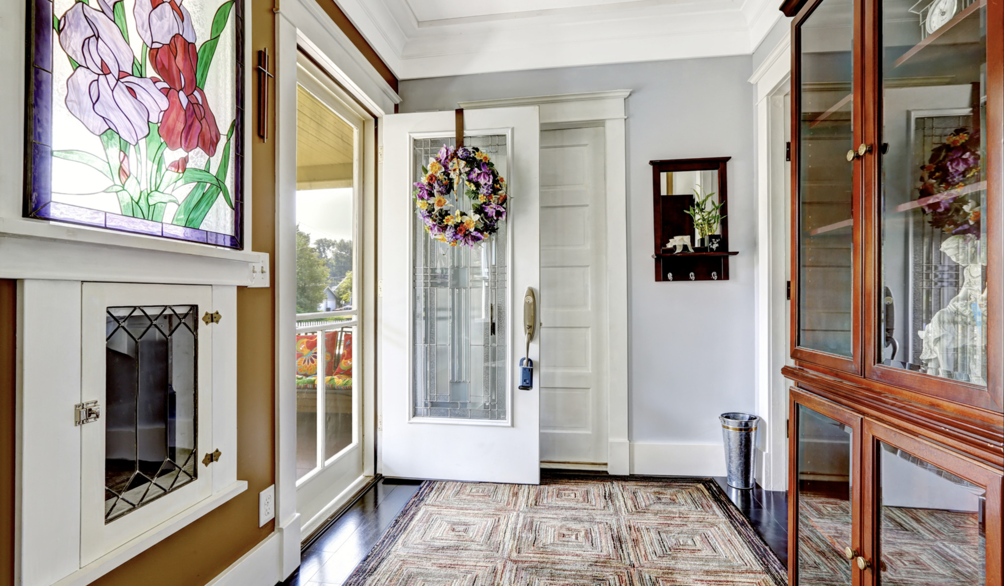 Entrance hallway interior in old american house