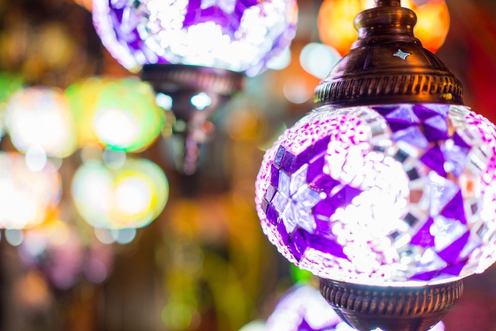 Beautiful colorful lanterns on street