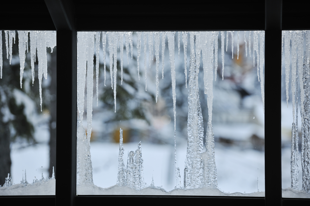 frozen window with ice background