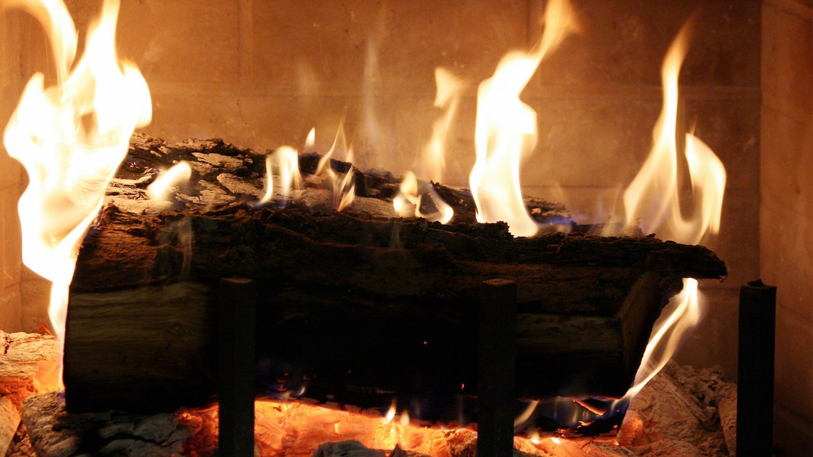 logs burning in fireplace